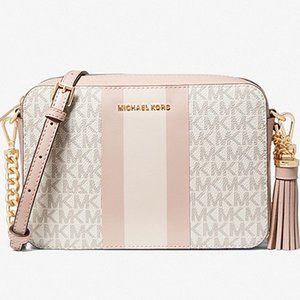 NEW!!  MICHAEL KORS Ginny Medium Logo Stripe Crossbody Bag